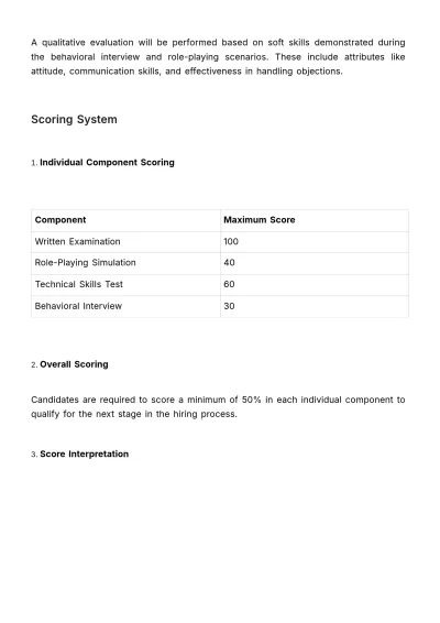 Free Sales Role Simulation Assessment HR Template to Edit Online