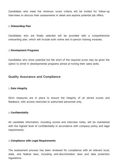 Free Sales Role Simulation Assessment HR Template to Edit Online