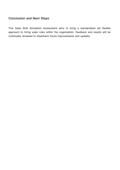 Free Sales Role Simulation Assessment HR Template to Edit Online