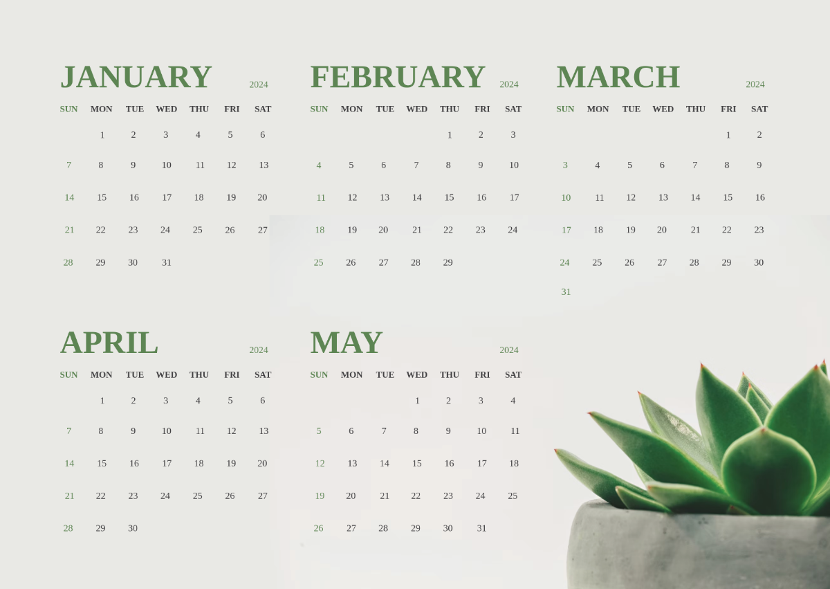 January To June 2024 Calendar Printable Free Printable Online