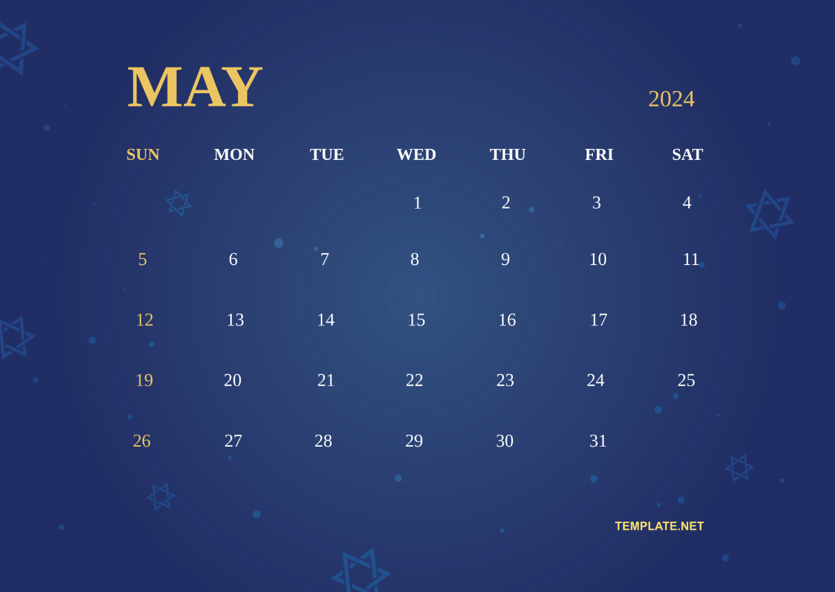 Jewish Calendar May 2024 Template
