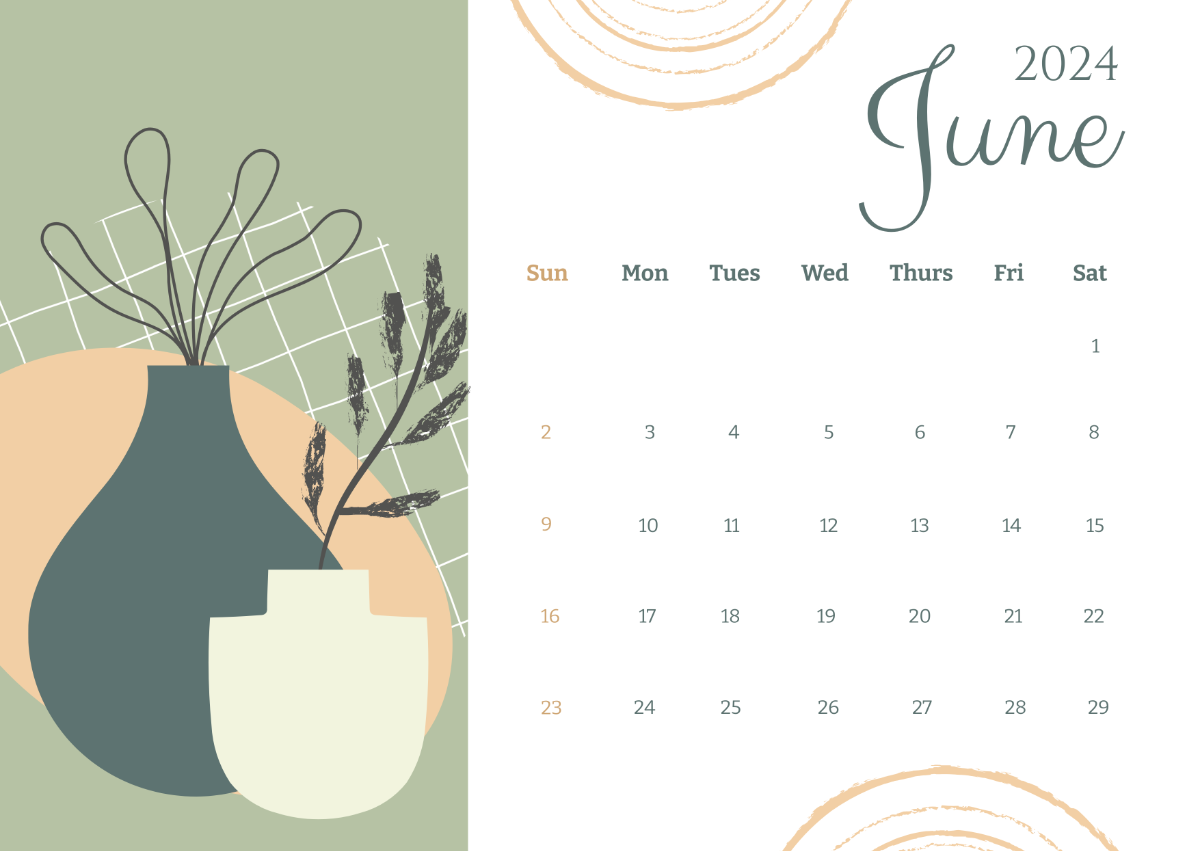 Aesthetic June 2024 Calendar Template