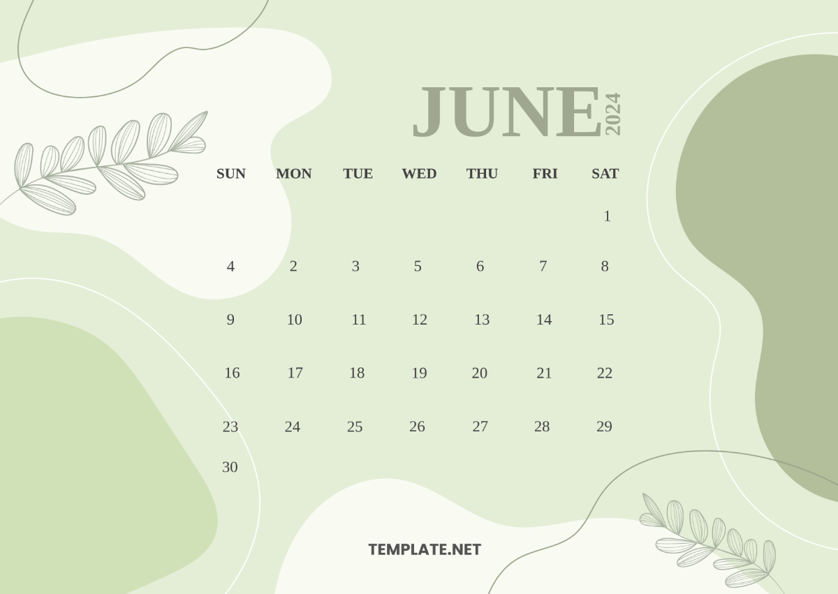 Aesthetic June 2024 Calendar Template Edit Online Download Example