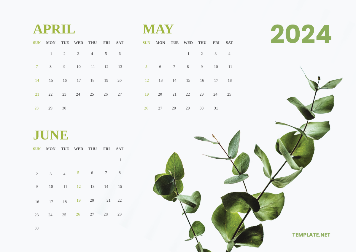 April May June Calendar 2024 Template