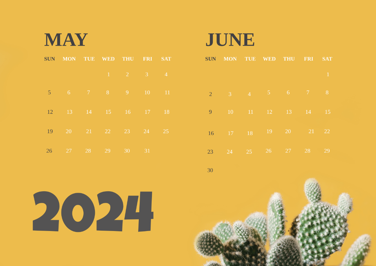 Printable May And June 2024 Calendar Template Edit Online Download 