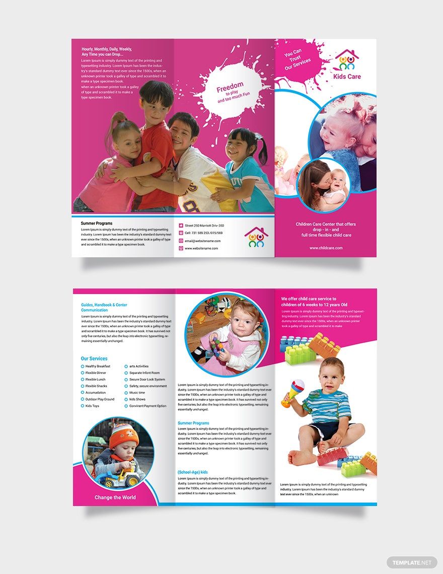 Day Care Tri-Fold Brochure Template
