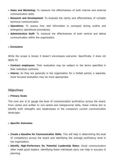 Free Communication Skill Evaluation Criteria HR Template to Edit Online