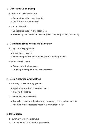 Free Candidate Relationship Management Outline HR Template to Edit Online