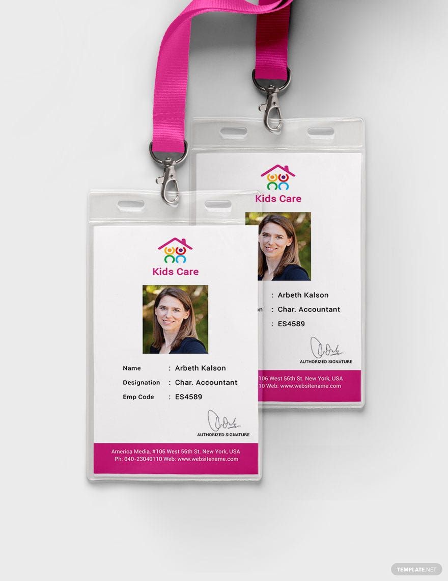 Day Care Identity Card Template
