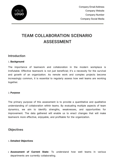 Free Team Collaboration Scenario Assessment HR Template to Edit Online