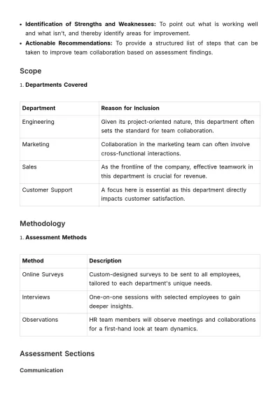 Free Team Collaboration Scenario Assessment HR Template to Edit Online