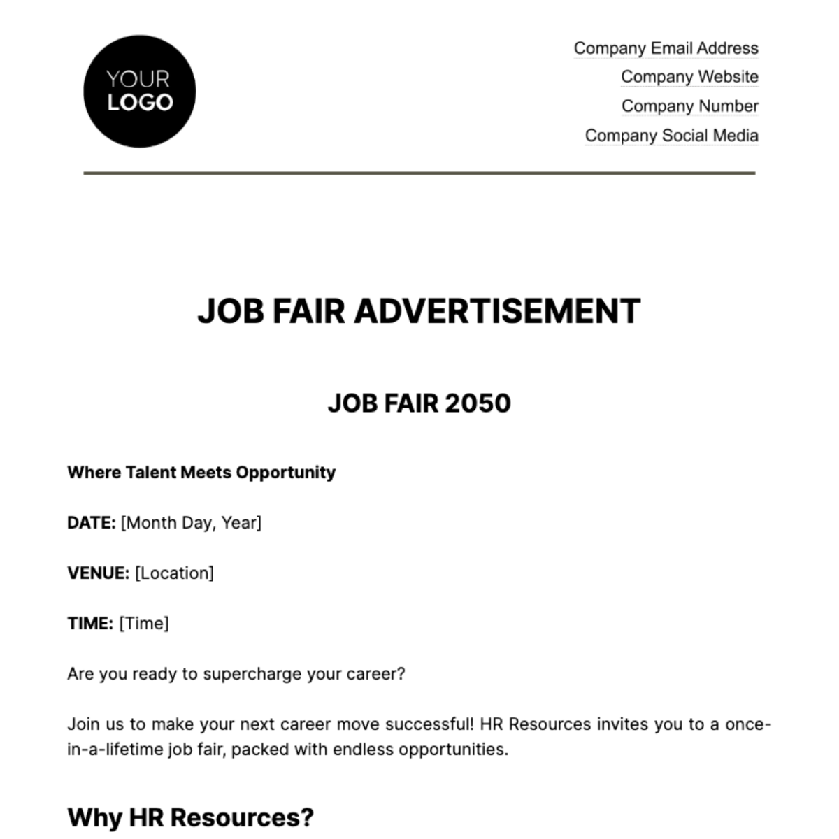 Job Fair Advertisement HR Template
