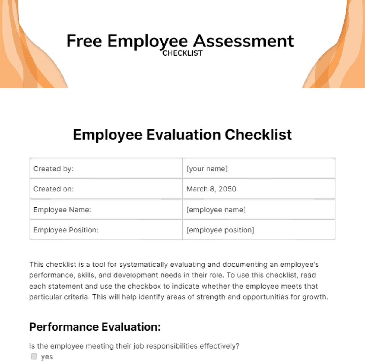 Employee Assessment Checklist Template