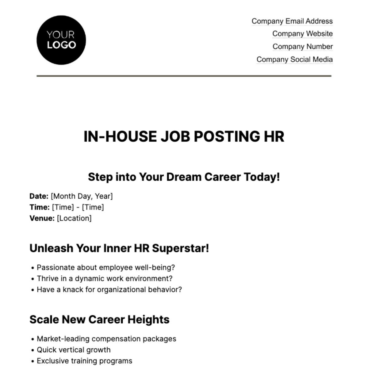 In-house Job Posting HR Template