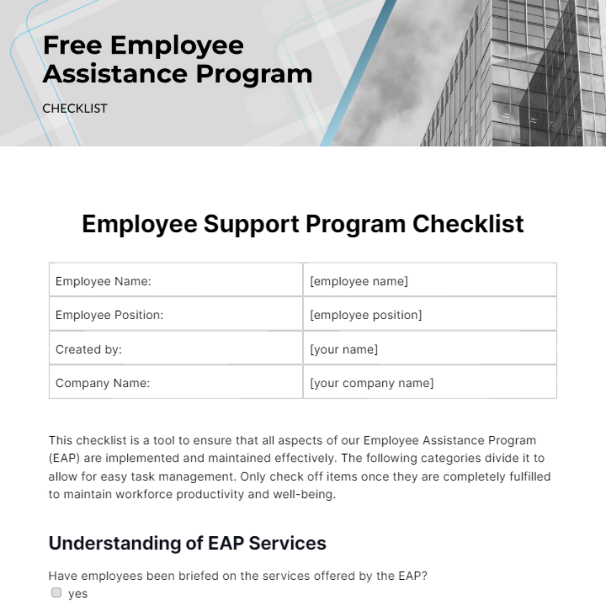Employee Assistance Program Checklist Template