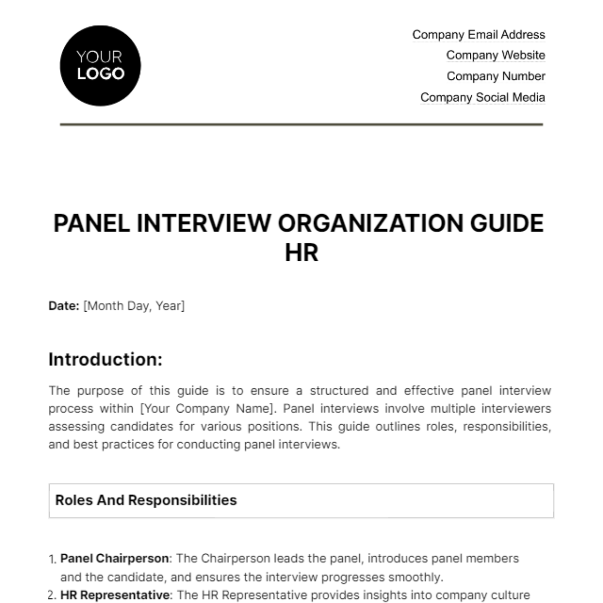 Panel Interview Organization Guide HR Template