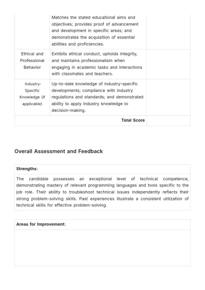 Free Candidate Skills Assessment HR Template to Edit Online