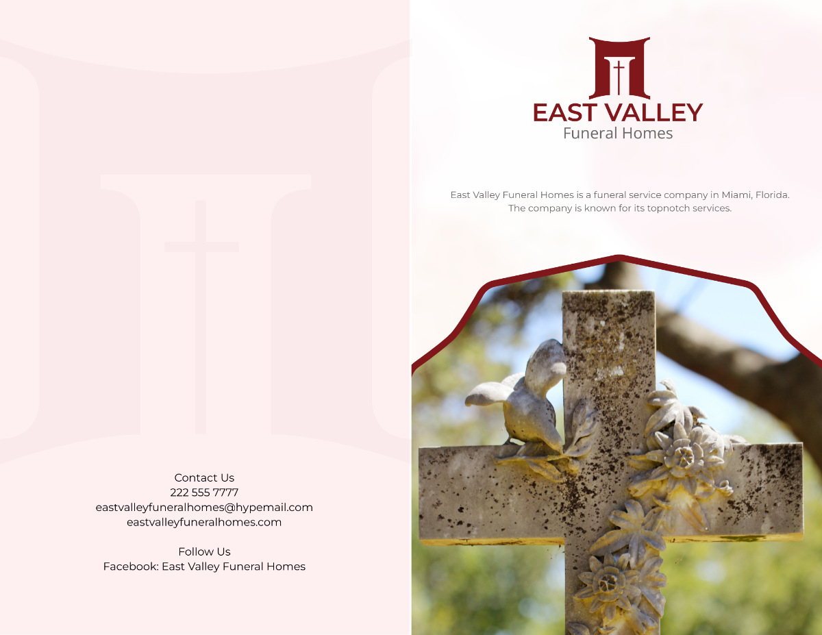 Simple Loving Memory Funeral Bi-Fold Brochure Template