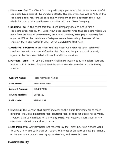 Free Talent Sourcing Vendor Contract HR Template to Edit Online