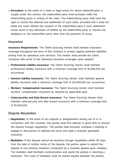 Free Talent Sourcing Vendor Contract HR Template to Edit Online
