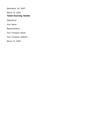 Free Talent Sourcing Vendor Contract HR Template to Edit Online
