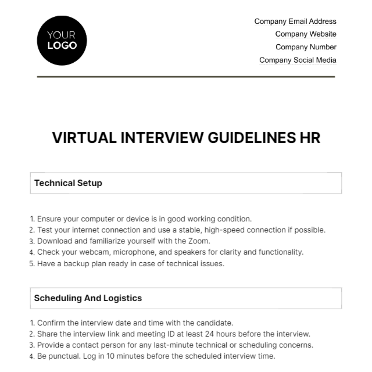 Virtual Interview Guidelines HR Template