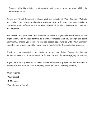 Free Talent Community Engagement Letter HR Template to Edit Online