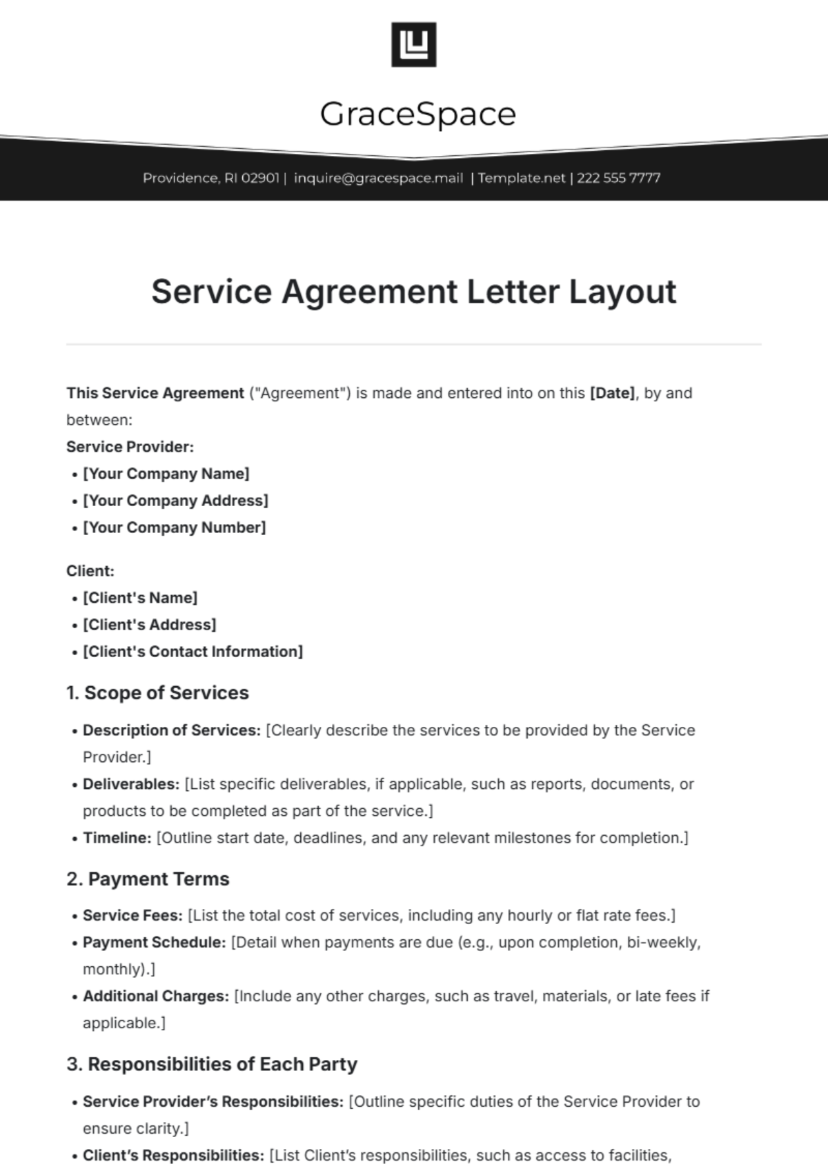 Service Agreement Letter Layout Template - Edit Online & Download