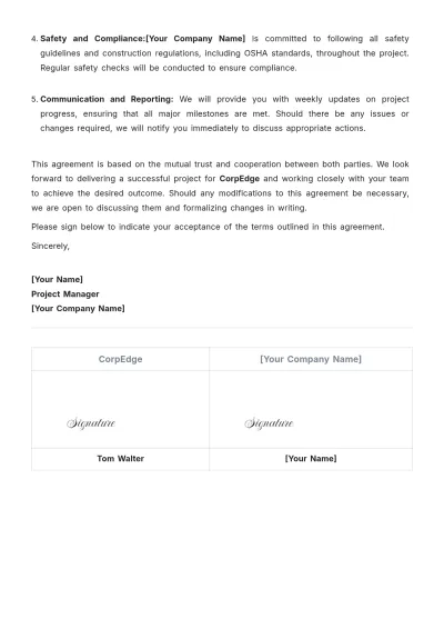 Free Printable Construction Agreement Letter Template to Edit Online