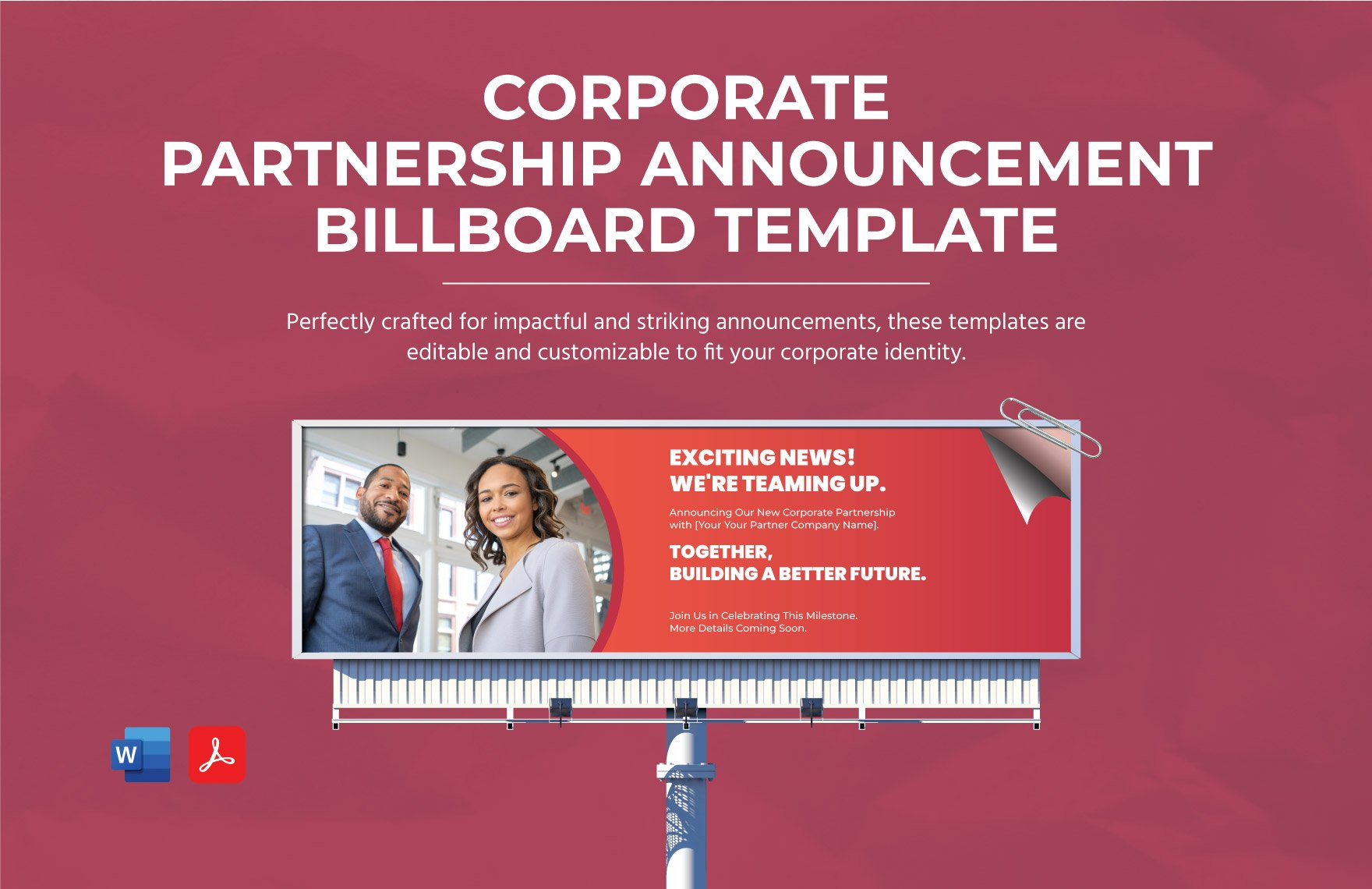 Corporate Partnership Announcement Billboard Template