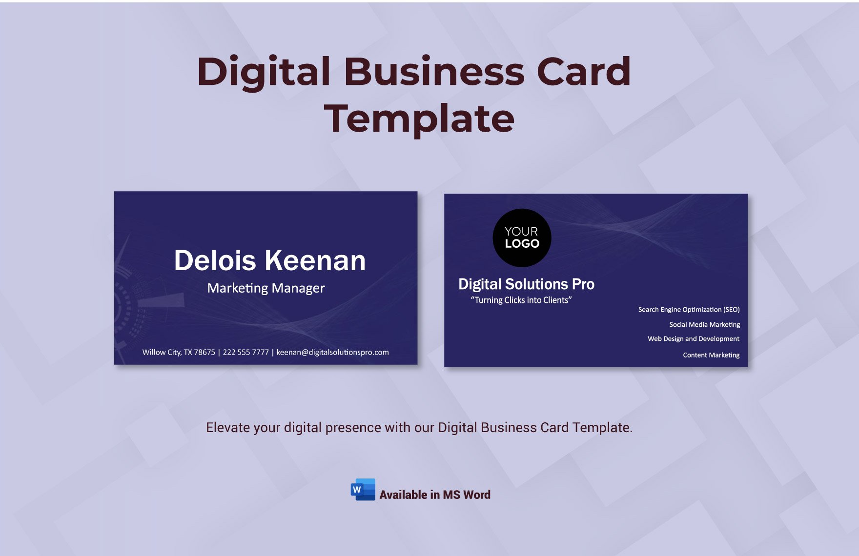 Digital Business Card Template in Word