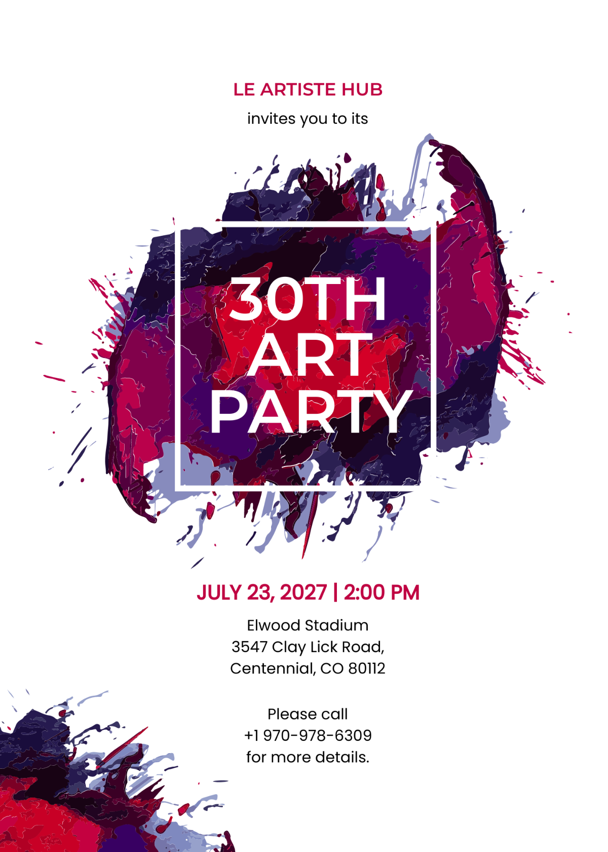 Art Party Invitation Template