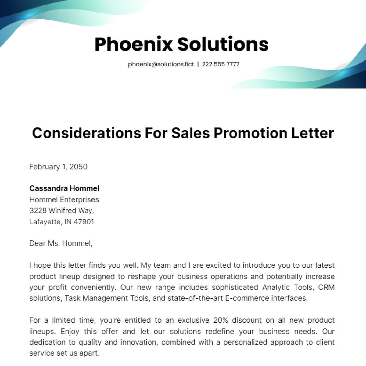 Considerations For Sales Promotion Letter Template