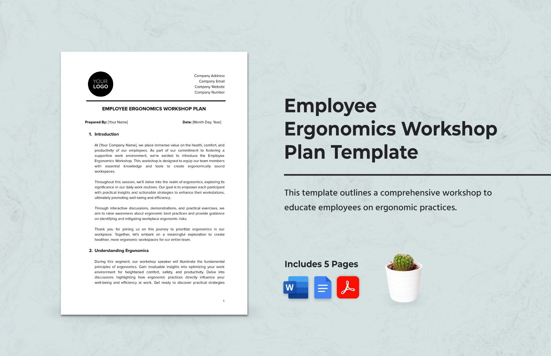 Employee Ergonomics Workshop Plan Template