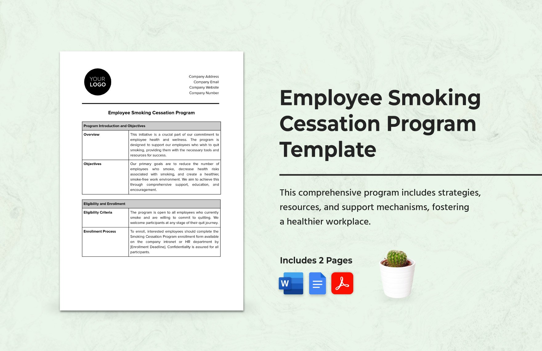 Employee Smoking Cessation Program Template