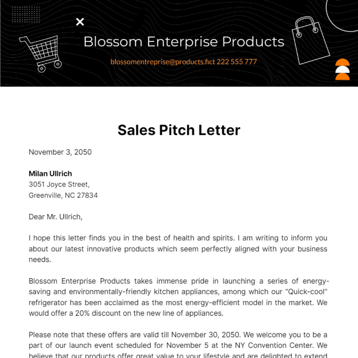 Sales Pitch Letter Template
