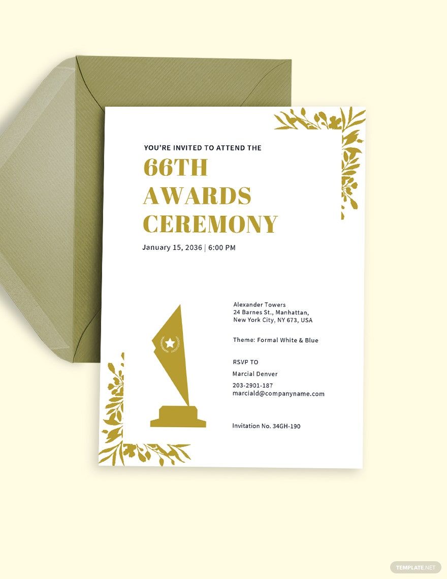 Awards Ceremony Invite Template in Word, Illustrator, PSD, Apple Pages, Publisher, Outlook
