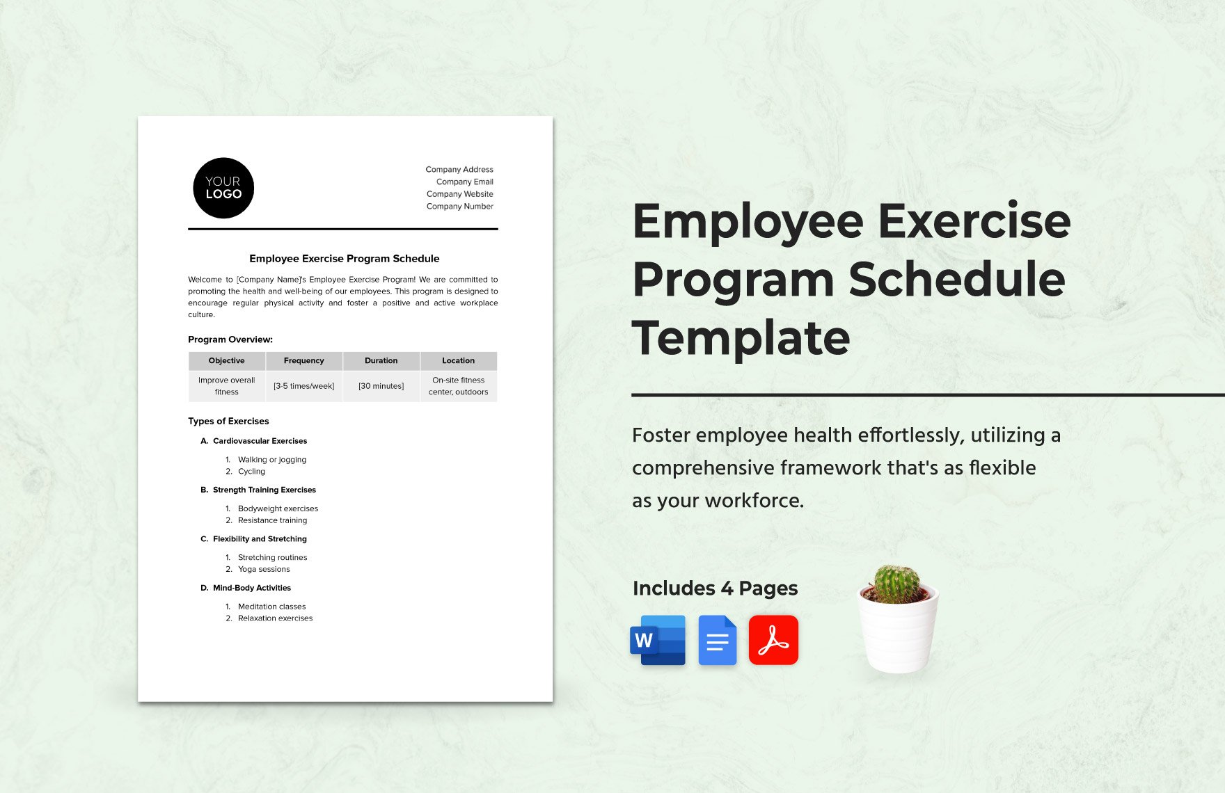 Employee Exercise Program Schedule Template