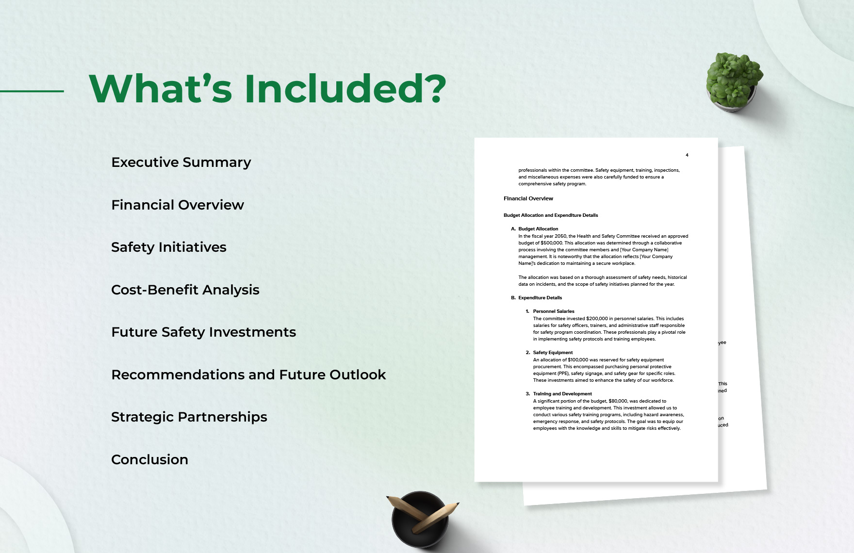 Health & Safety Committee Financial Analysis Template