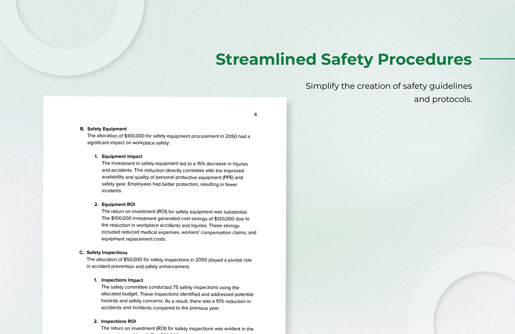 Health & Safety Committee Financial Analysis Template