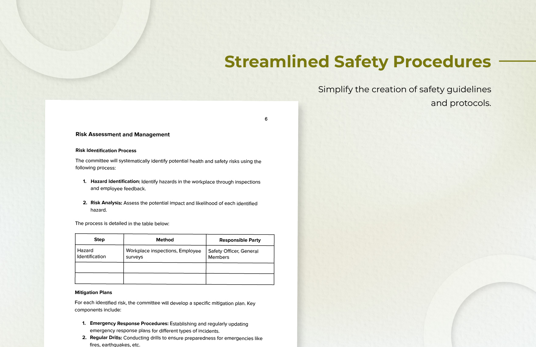 Health Safety Committee Proposal Template