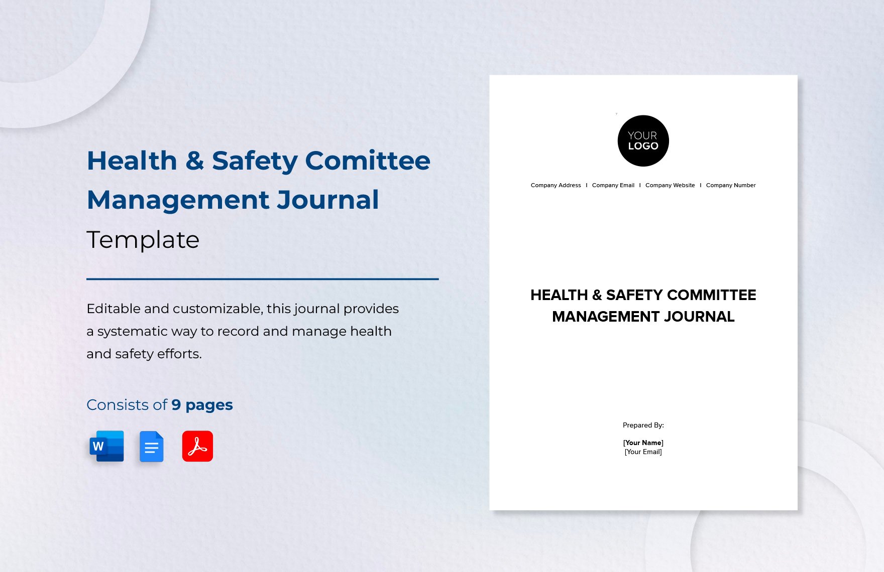 Health & Safety Committee Management Journal Template