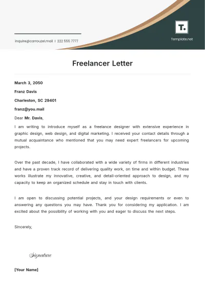 Free Freelancer Letter Template to Edit Online