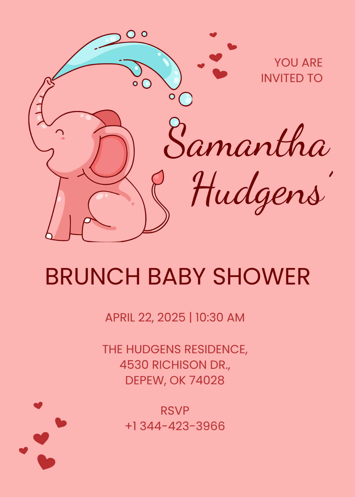Baby Girl Brunch Shower Invitation Template