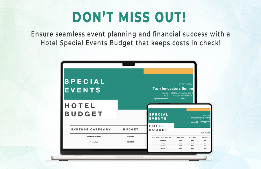 Hotel Special Events Budget Template