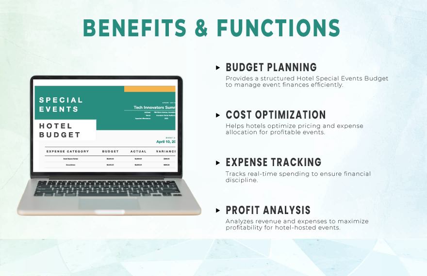 Hotel Special Events Budget Template