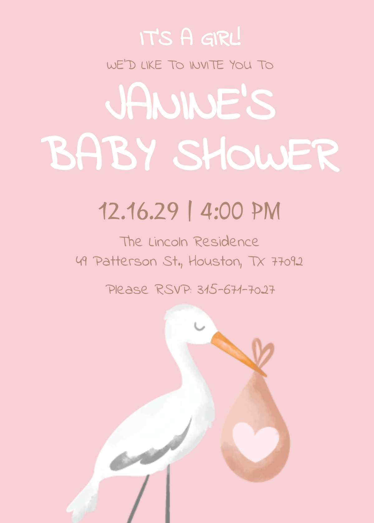 Baby Shower Girl Invitation Template