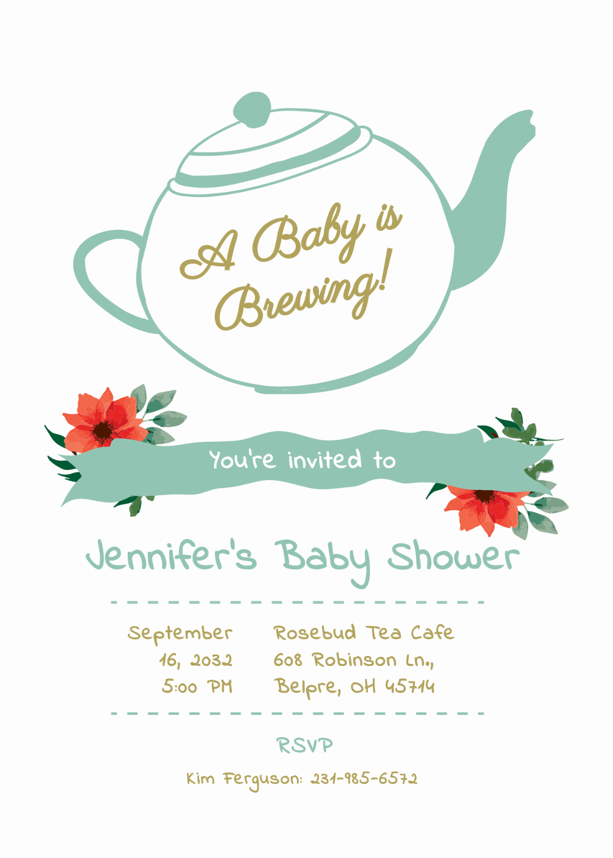 Baby Shower Tea Party Invitation Template