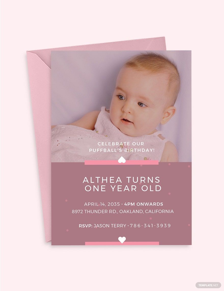 Baby's 1st Birthday Invitation Template