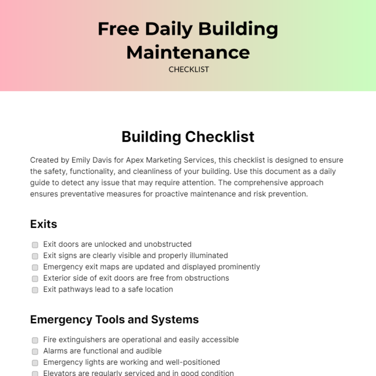 FREE Building Checklist - Edit Online &amp; Download | Template.net
